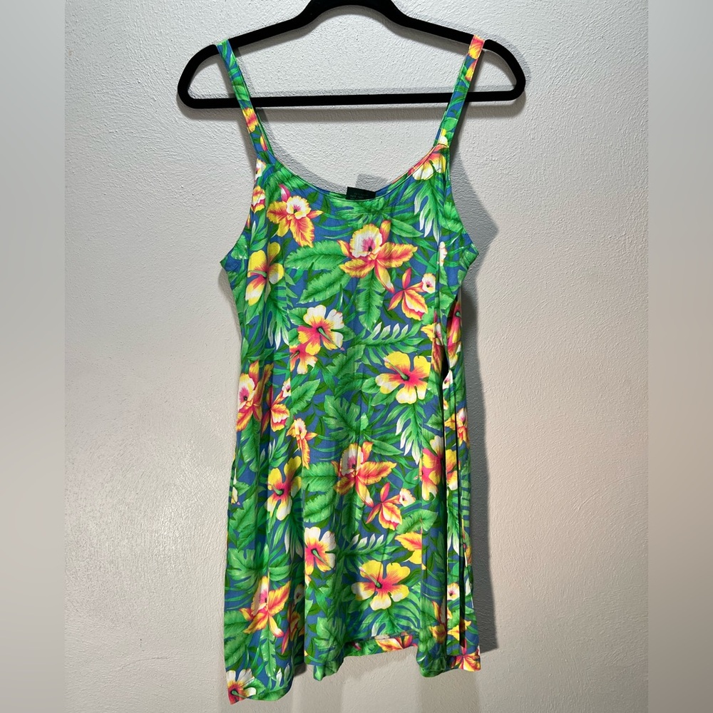 Mango Moon Bright Hawaiian Print Mini Dress Women M